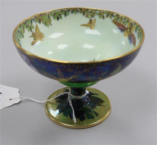A Wedgwood Fairyland lustre Leap Frogging Elves pedestal bowl, designed by Daisy Makeig-Jones, height 3.2in., high quality restoratio